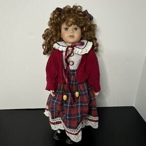 The Princess Collection Porcelain Doll Hand Crafted Artmark Brown Hair Grey Eye